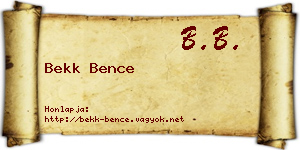 Bekk Bence névjegykártya